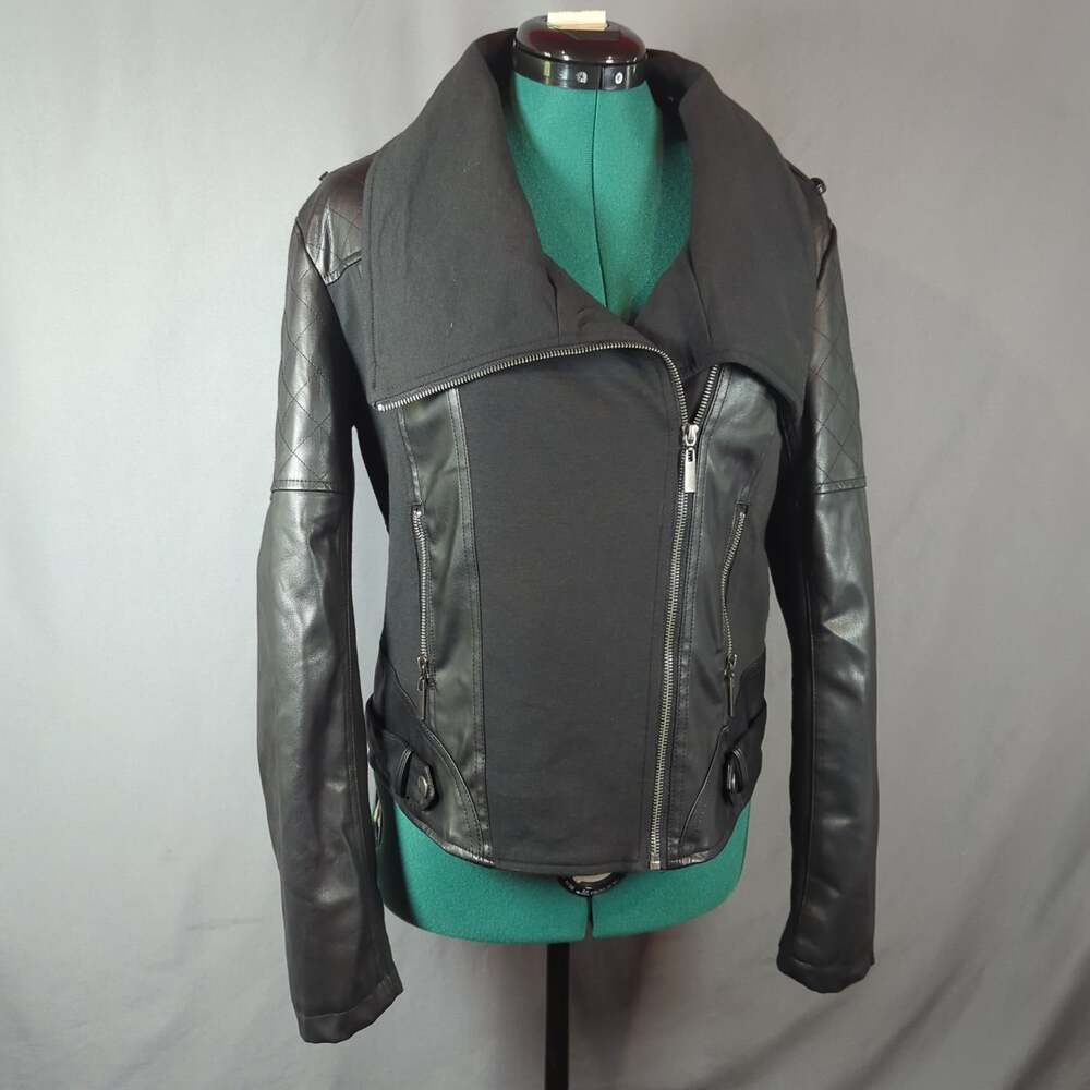 Cookie & Lola Faux Leather Asymmetrical Moto Jacket Rock Chic Medium